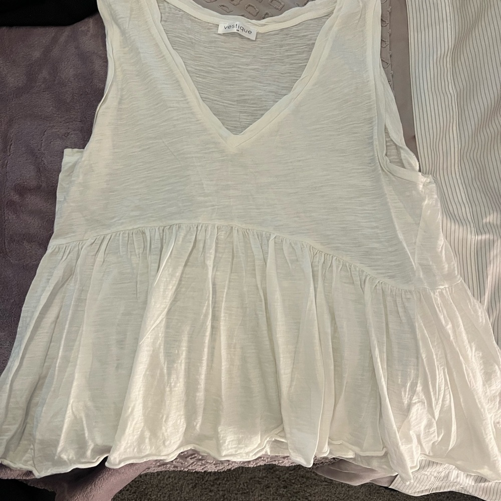White V-Neck Sleeveless Top